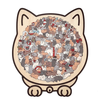 🐱(💝PROMOÇÃO IMPERDÍVEL - 50% DE DESCONTO) 🧩🌳Adorável puzzle de madeira em forma de gato