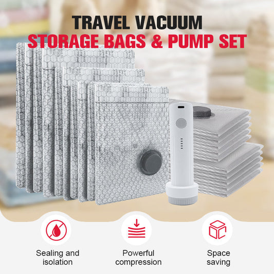 🥳PROMOÇÃO IMPERDÍVEL DE 2026🥳Conjunto de sacos de armazenamento a vácuo para viagem e bomba portátil