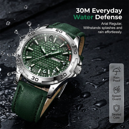 ⌚ OFERTA LIMITADA -50% 🌲 Relógio desportivo de quartzo para homem — Mostrador geométrico 3D, vidro temperado, 30M
