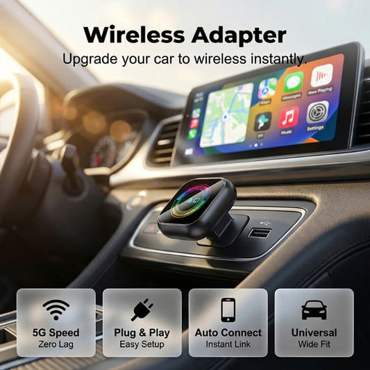 📱50% DE DESCONTO AGORA! 🔥【Plug and Play! Ligação sem fios 🔥 Adaptador sem fios 2 em 1 – iPhone e Android Auto, transforma o teu carro num cinema inteligente em segundos】