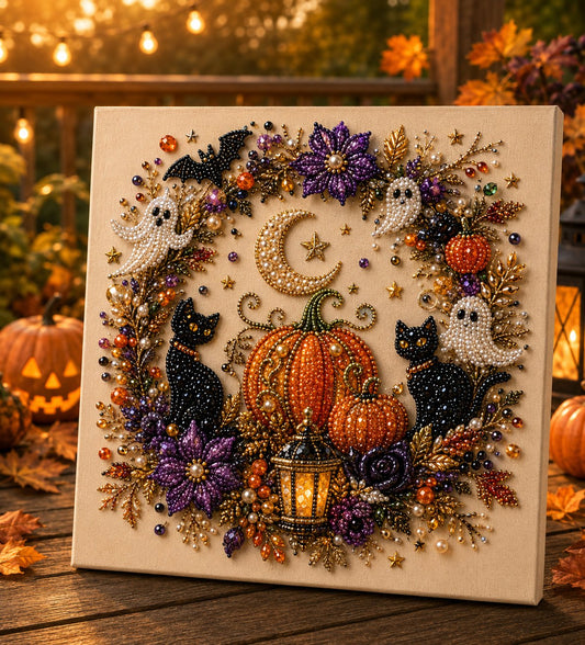🔥 Último dia com 50% de desconto – 👻✨ Kit DIY de Arte com Pérolas para o Halloween – Transforma pequenas pérolas em magia assustadora e fofa