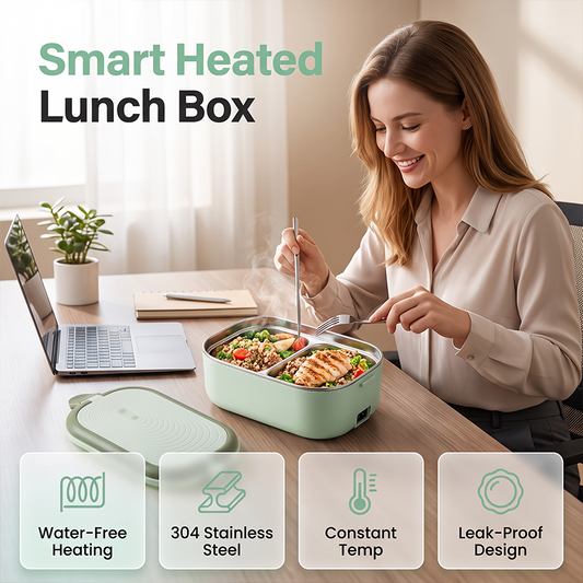 🍱 50% DE DESCONTO AGORA! 🔥 Lancheira elétrica portátil com aquecimento – Aquecimento sem água, dois compartimentos e aço inoxidável 304 – Desfrute de refeições quentes e saudáveis em qualquer lugar, a qualquer hora 🥢