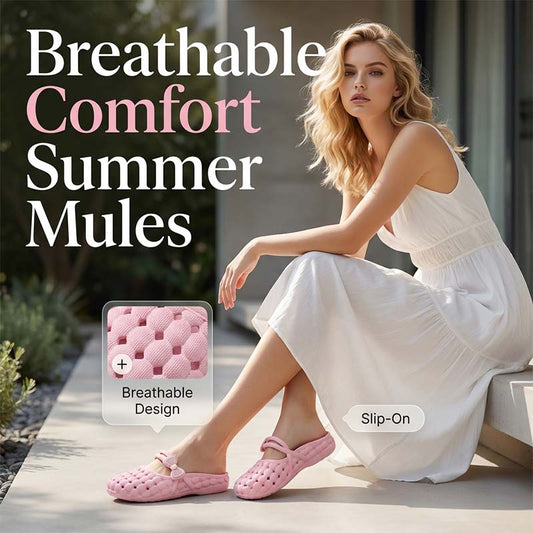 👡🌸 50% DE DESCONTO! Mules femininas de biqueira fechada e respiráveis – Leves, confortáveis e versáteis – Perfeitas para o dia a dia, para o escritório e para os dias quentes ☀️✨