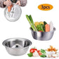 💥 🎁 Nova bacia em aço inoxidável para lavar, cortar em fatias e ralar legumes – um utensílio doméstico multifuncional indispensável para cortar legumes