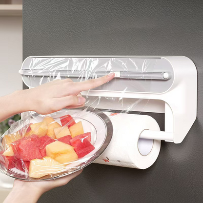 🔪🧲 2 em 1: cortador de película magnético com suporte para toalhas – prático, compacto e sempre à mão! 🧻✨