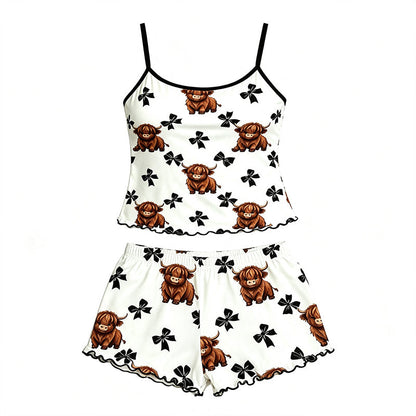 🌸 50% DE DESCONTO AGORA! 🌸 Conjunto de pijama de verão com alças finas e top tipo camisola