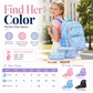 👧🎒Mochila escolar gira com vários bolsos para meninas
