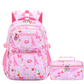 👧🎒Mochila escolar gira com vários bolsos para meninas