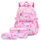 👧🎒Mochila escolar gira com vários bolsos para meninas