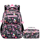 👧🎒Mochila escolar gira com vários bolsos para meninas