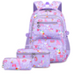 👧🎒Mochila escolar gira com vários bolsos para meninas