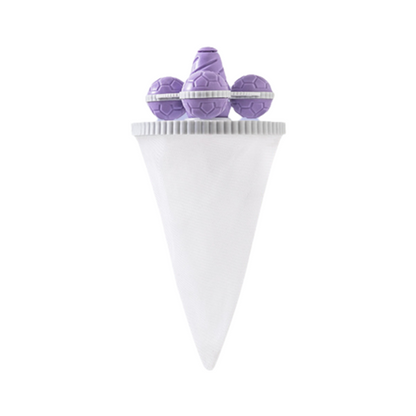 Bola flutuante para a máquina de lavar roupa, melhorada com um saco filtrante para remover os cabelos