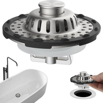 📢📢50% DE DESCONTO!! ⏰🍳 Coador para lava-loiça de cozinha em aço inoxidável – Inox – Antiferrugem e dupla função (tampa + filtro) para frutas, legumes e massas