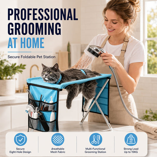 🐱 50% DE DESCONTO! 🛏️ Cama dobrável 2 em 1 para cuidados com o animal – Mesa antiderrapante e cama aconchegante – Ideal para escovar, cortar as unhas e dormir a sesta 💤