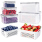 🍓✨ Conjunto de 3 recipientes para fruta – Coador removível, à prova de fugas e empilháveis 🧊