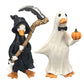 🎃DECORAÇÃO DE HALLOWEEN ABORRECIDA?🎃 Conjunto de Patos Assustadores – Pintados à mão, 5 personagens, resistentes às intempéries – Para prateleiras, secretárias e exterior! 🦇