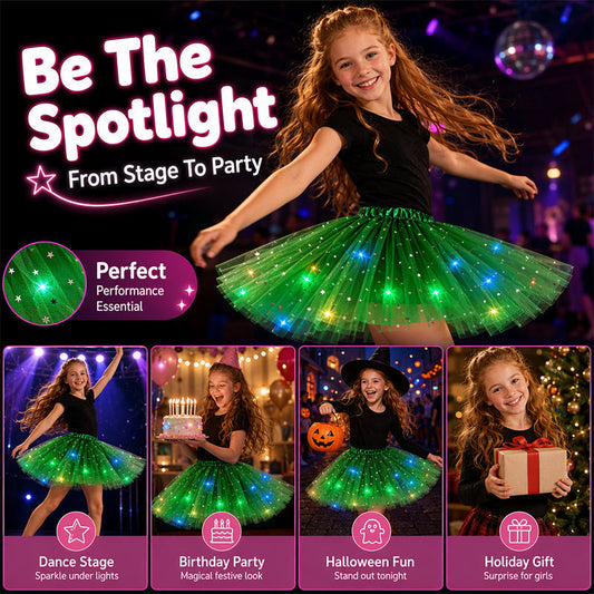 🏆 Último dia com 50% de desconto!🎁 Saia tutu com lantejoulas e luzes LED, saia de princesa com malha estrelada para meninas e adultas