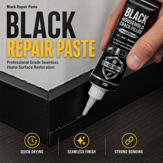 🔧🖤 Pasta preenchedora de fissuras para uso doméstico – A fórmula de polímero de alta densidade preenche fendas e fissuras de forma imperceptível. Aplicador com ponta de precisão para uma reparação sem sujidade 🏠✨