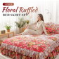 🌸 -50% ! 🛏️ Cache-Sommier 3 Pièces à Fleurs et Volants – Mélange Coton Haute Densité – 5 Tailles – Jupe de Lit + 2 Taies d’Oreiller pour Chambre 🌷