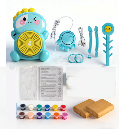 🏺🪐Kit de roda de oleiro elétrica para crianças com pedal, argila e tintas