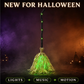 🧙 Decoração animada de Halloween em forma de vassoura de bruxa com luzes e som