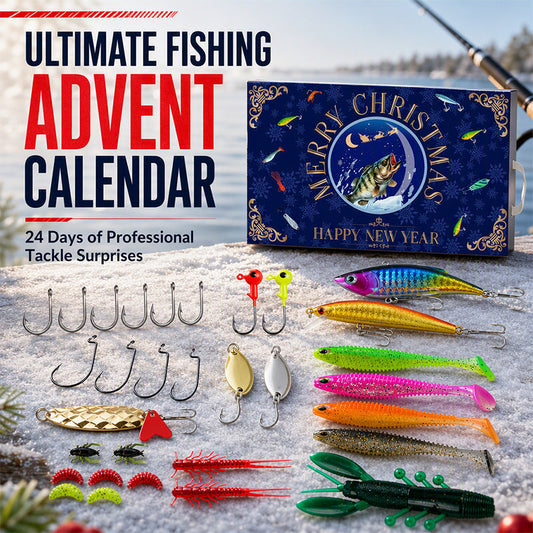 🎁💕 Mais populares 🎉🛒Conjunto de caixas surpresa do Calendário do Advento de Iscas de Pesca de Natal com Iscas Tipo Popper e Colheres Minnow