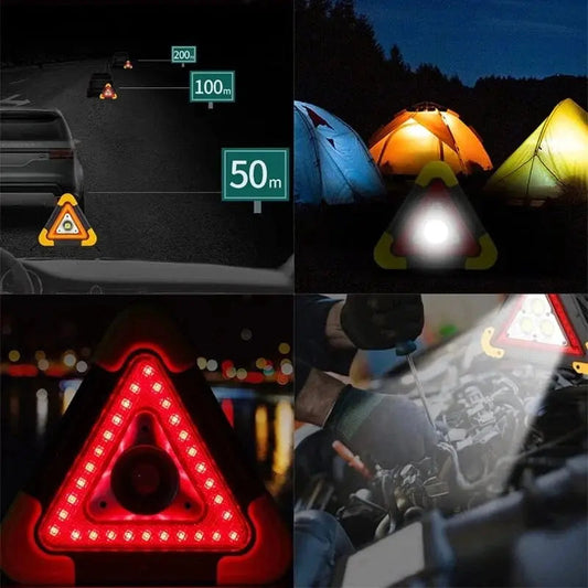 🚗Grande promoção especial – 50% de desconto🆘Luz de emergência solar triangular 3 em 1 para a berma da estrada✨