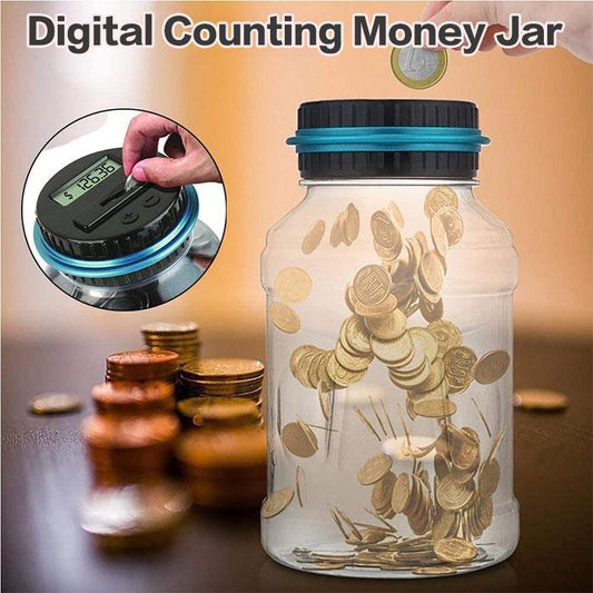 ⏰Veja as suas poupanças a crescer – Meia-lua digital com contagem automática de moedas e definição de objetivos