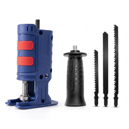 🔧 50 % DE DESCONTO AGORA! ⚡ Adaptador para transformar uma broca elétrica portátil numa serra de vaivém –  pega ergonómica e 3 lâminas intercambiáveis – ideal para projetos de bricolage e reparações domésticas 🛠️
