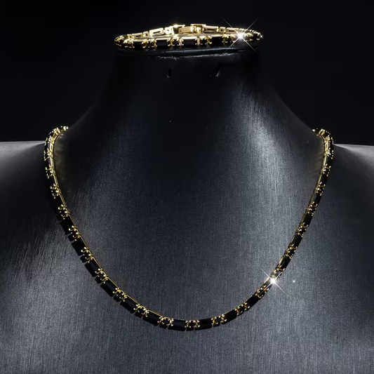 ✨ 50% DE DESCONTO! Conjunto de joias brilhantes para homem – colar e pulseira com zircónio cúbico, estilo Street Luxe