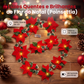 🎅 CRIE UMA ATMOSFERA DE CONTOS DE NATAL! Cordão de luzes com flores de poinsétia – ideal para sala, varanda ou quarto. 🎉