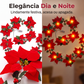 🎅 CRIE UMA ATMOSFERA DE CONTOS DE NATAL! Cordão de luzes com flores de poinsétia – ideal para sala, varanda ou quarto. 🎉