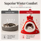 🎄 Gruta de Natal semi-fechada para cães e gatos – Cama de inverno aconchegante com pelúcia macia, quente e protetora – presente de Natal perfeito para animais de estimação