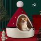🎄 Gruta de Natal semi-fechada para cães e gatos – Cama de inverno aconchegante com pelúcia macia, quente e protetora – presente de Natal perfeito para animais de estimação