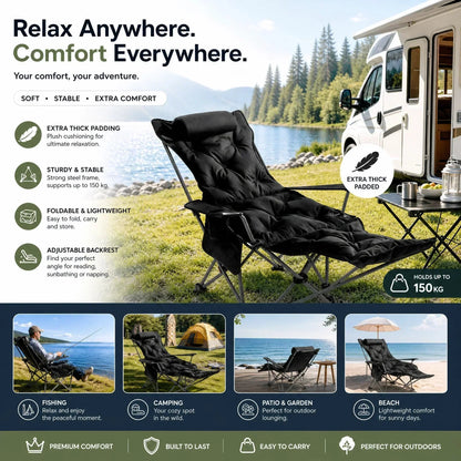 🪑 Chaise pliante réglable pour l'extérieur – Légère, solide et polyvalente – Idéale pour le jardin, le camping, la plage ou la terrasse – Facile à transporter et à monter 🏕️✨