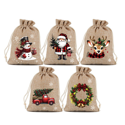 🎅🎁 -50%! 🎄Sacos de Natal com cordão – Estampados festivos e tecido resistente para uma embalagem elegante e reutilizável.
