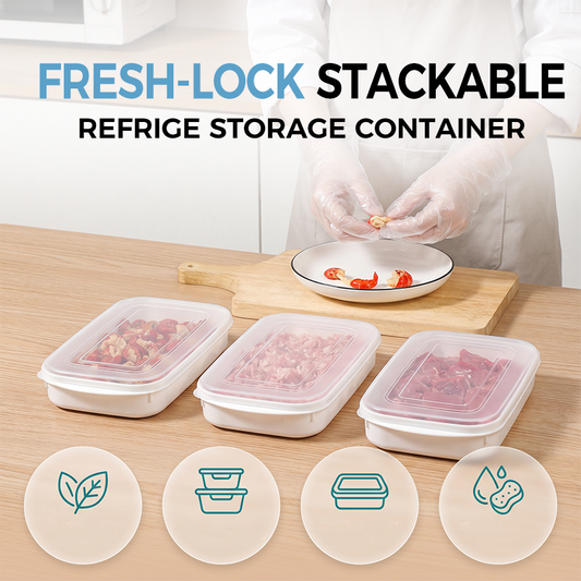🎁💕Recipiente empilhável para armazenamento no frigorífico com tampa