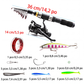 🎣🎒 Kit de pesca de viagem – Equipamento completo, cana telescópica, saco de transporte; vá pescar em qualquer lugar, desde o lago até à beira-mar, com tudo o que precisa à mão 🐟✨