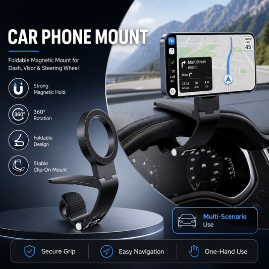 🥳PROMOÇÃO QUENTE🥳💞Mais de 15 mil unidades vendidas! Suporte para telemóvel para carro! Ímanes N52, rotação de 360° e antiderrapante. Condução segura – não percas esta oportunidade! ✅