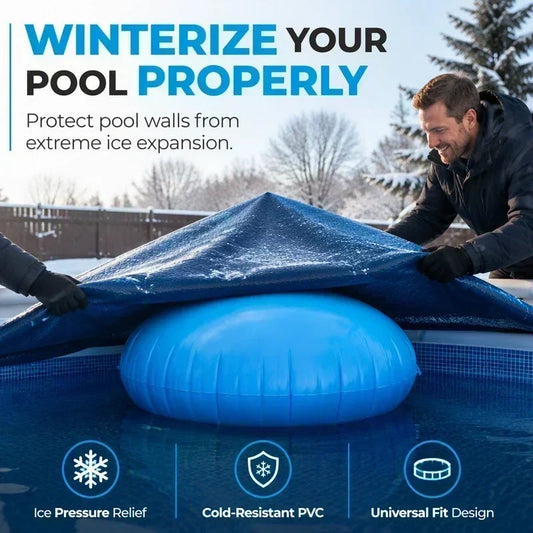 🏊 Poupe 50%! ❄️ Almofada de ar para preparação da piscina para o inverno – Redonda, para aliviar a pressão do gelo e proteger ✨