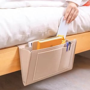 🛏️50% DE DESCONTO AGORA! Saco de arrumação suspenso para cabeceira — Organizador com vários bolsos para a cama, bolsa suspensa em feltro para beliches em dormitórios, com espaço para tablet, livros, telemóvel e material de escritório