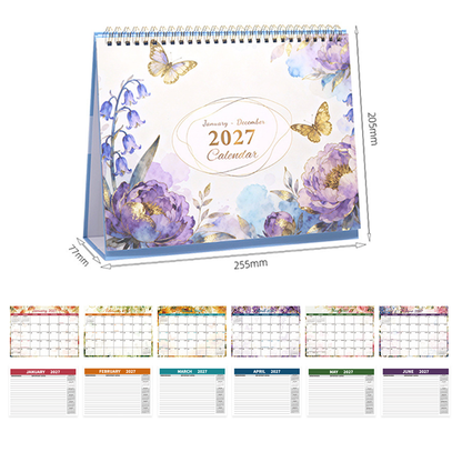 Calendário de secretária criativo para 2027 com notas autocolantes