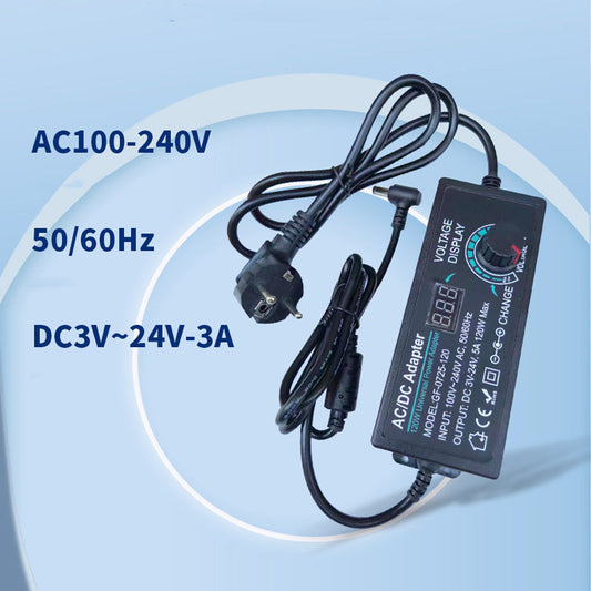 ⏳Promoção por tempo limitado⏰Adaptador de alimentação universal CA/CC ajustável de 3 V a 24 V e 3 A