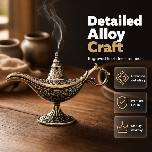 ⏰ PROMOÇÃO RELÂMPAGO: 50% DE DESCONTO! Queimador de incenso vintage «Lâmpada do Génio de Aladino» – Design místico retro, inclui 42 lascas de sândalo e estrutura metálica resistente para uma aromaterapia relaxante e decorativa ✨🪔
