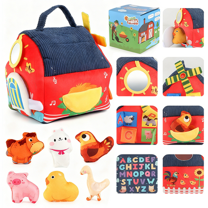 🎁Novidades de 2026 com 50% de desconto💥Conjunto interativo de brinquedos de peluche com tema de quinta para crianças – 6 zonas de exploração, adoráveis fantoches de animais e design com compartimento de arrumação portátil – Aprender, brincar e crescer ✨