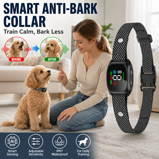 🥳💞Mais de 50 mil unidades vendidas! 🛡️🐾 50% de desconto! Coleira anti-latido – O sistema inteligente anti-falsos alarmes filtra outros latidos. Resistente à água (IP67) e recarregável por USB – treino sem preocupações em qualquer lugar! 💦✅