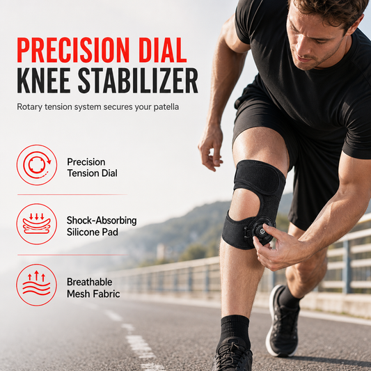 🦵 50 % DE DESCONTO AGORA! Faixa rotuliana ajustável em tecido respirável – Apoio e contenção 2 em 1, reduz a pressão sobre o tendão e alivia a dor, para corrida, caminhadas e desporto