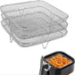 🍗🏠Grelha para fritadeira sem óleo em aço inoxidável 304 de 3 camadas, cesto empilhável para grelhar e grelha para torradas, ideal para asas de frango e torradas; grelha de cozinha para acessórios de grelhador de interior, acessórios para grelhar