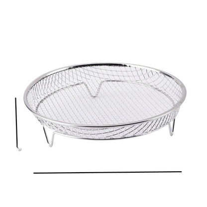 🍗🏠Grelha para fritadeira sem óleo em aço inoxidável 304 de 3 camadas, cesto empilhável para grelhar e grelha para torradas, ideal para asas de frango e torradas; grelha de cozinha para acessórios de grelhador de interior, acessórios para grelhar