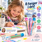 🌈 Lápis de cor 8 em 1 – oito cores intercambiáveis num único corpo compacto. Perfeito para a escola, viagens e brincadeiras criativas! ✨🎒